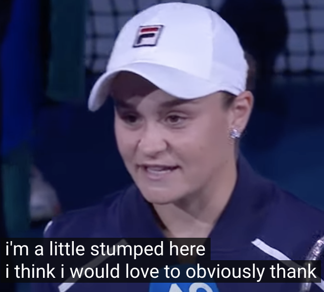 Ash Barty with captions